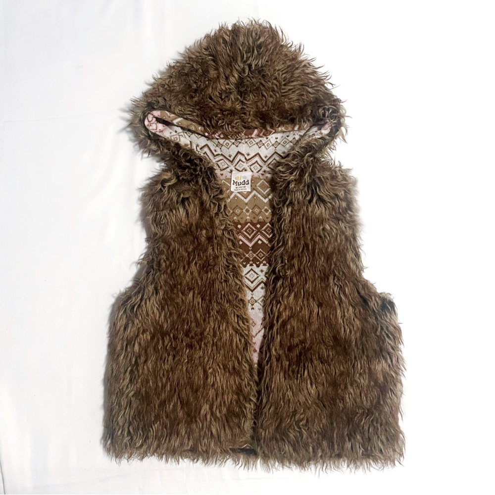 Girls Sz M (10-12) Faux Fur / Knit Reversible Vest